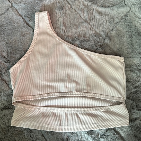 One shoulder crop top with half cut in front. - Picture 1 of 3